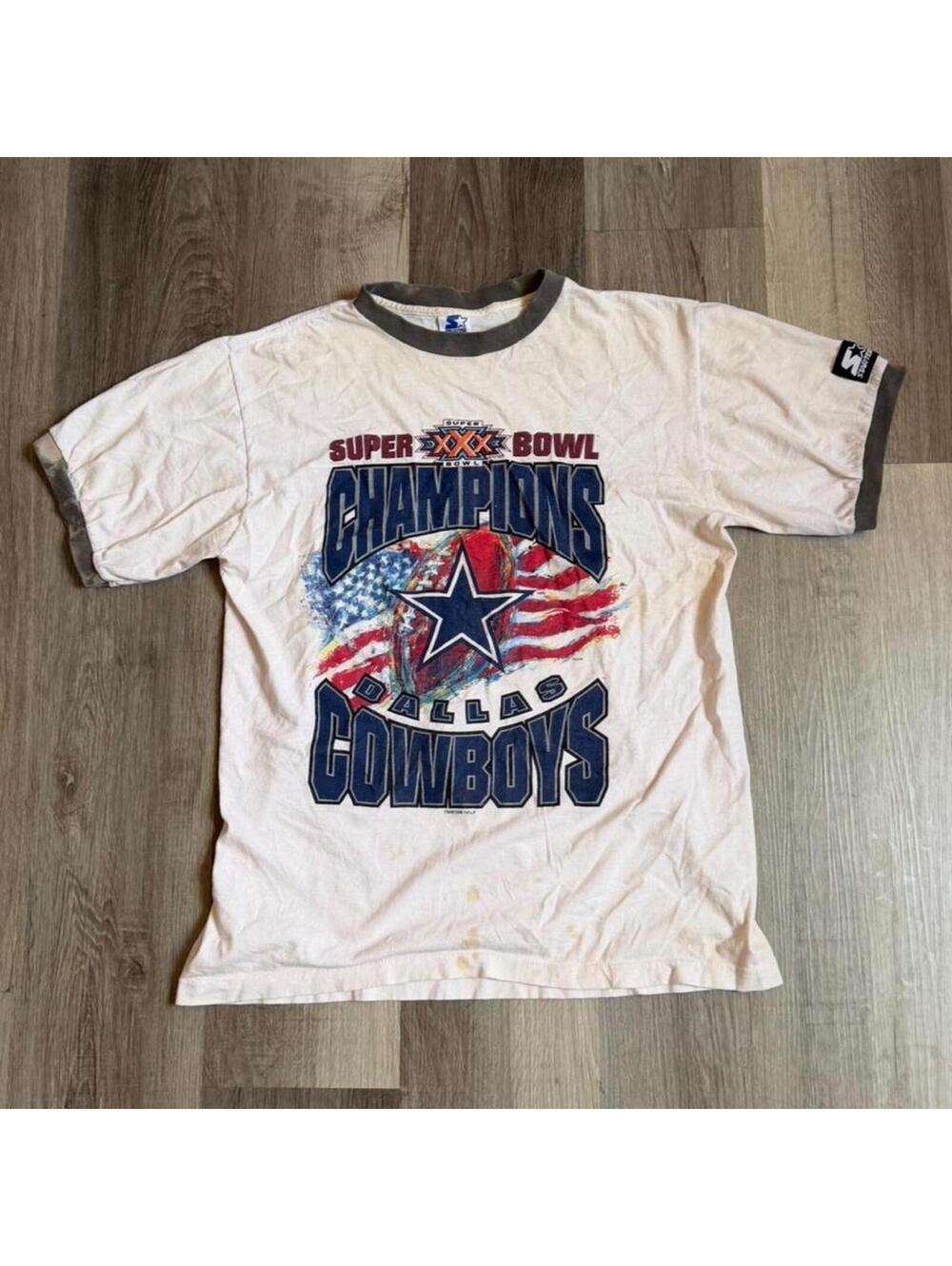 Vintage Dallas Cowboys Super Bowl Champions 96 Starter Ringer t-shirt Sz M #NFL